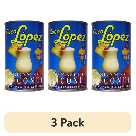 (3 pack) Coco Lopez Real Cream of Coconut, 57.5oz, Good for Pina Coladas, Shelf Stable, Aluminum Can, New