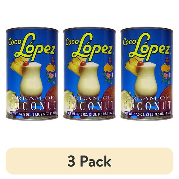 (3 pack) Coco Lopez Real Cream of Coconut, 57.5oz, Good for Pina Coladas, Shelf Stable, Aluminum Can, New