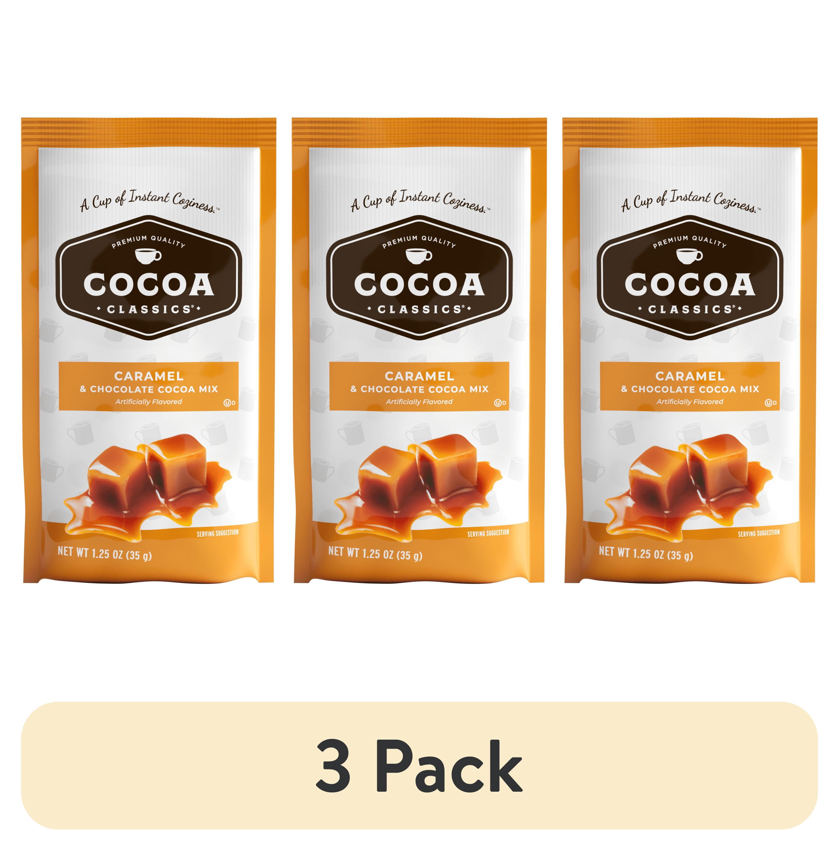 (3 pack) Cocoa Classics Caramel Cocoa Mix Hot Chocolate Made with Nonfat Milk Just Add Hot Water Make Hot or Iced Cocoa Gluten Free & Kosher Dairy Friendly 1, 1.25oz Packet
