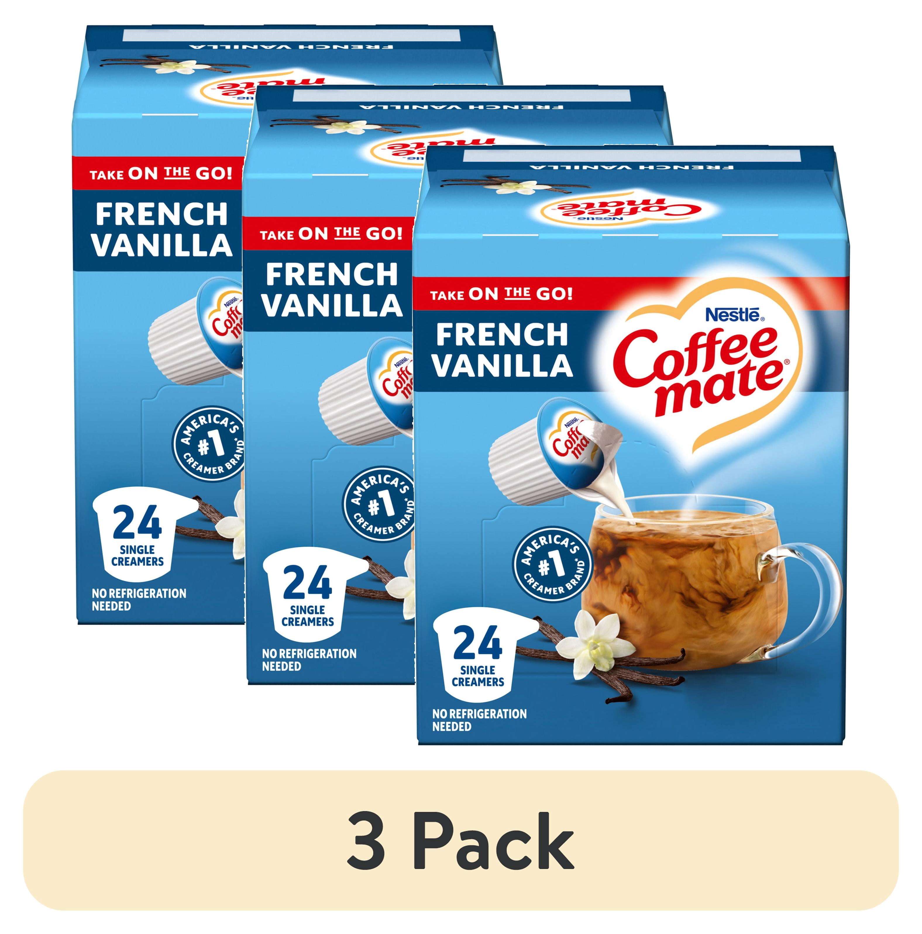 (3 pack) Coffee mate French Vanilla Liquid Coffee Creamer Singles, 9 fl oz, 24 Count