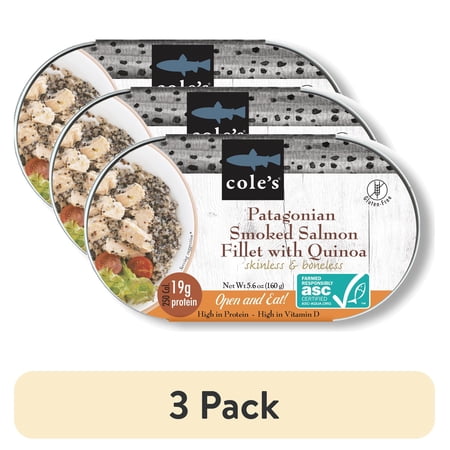 (3 pack) Cole's Patagonian Smoked Salmon Fillet with Quinoa Skinless and Boneless 5.6oz