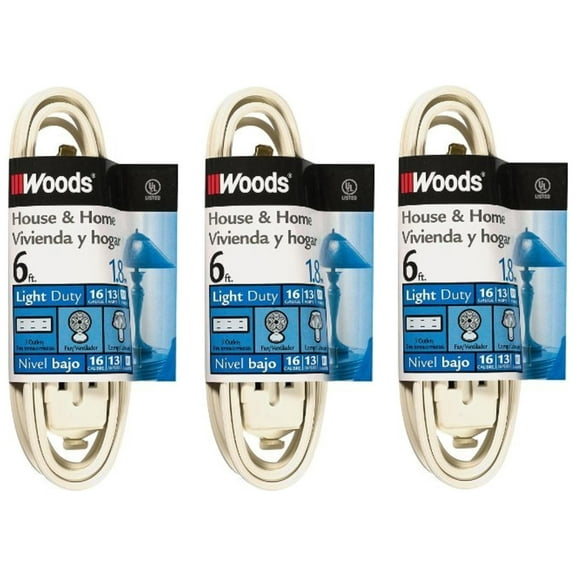 3-pack - Coleman Cable 0600W 6' Cube Tap Extension Cord 00078693016004