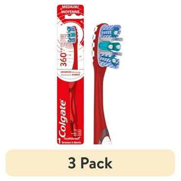 (3 pack) Colgate 360 Advanced Optic White Adult Manual Toothbrush, Medium