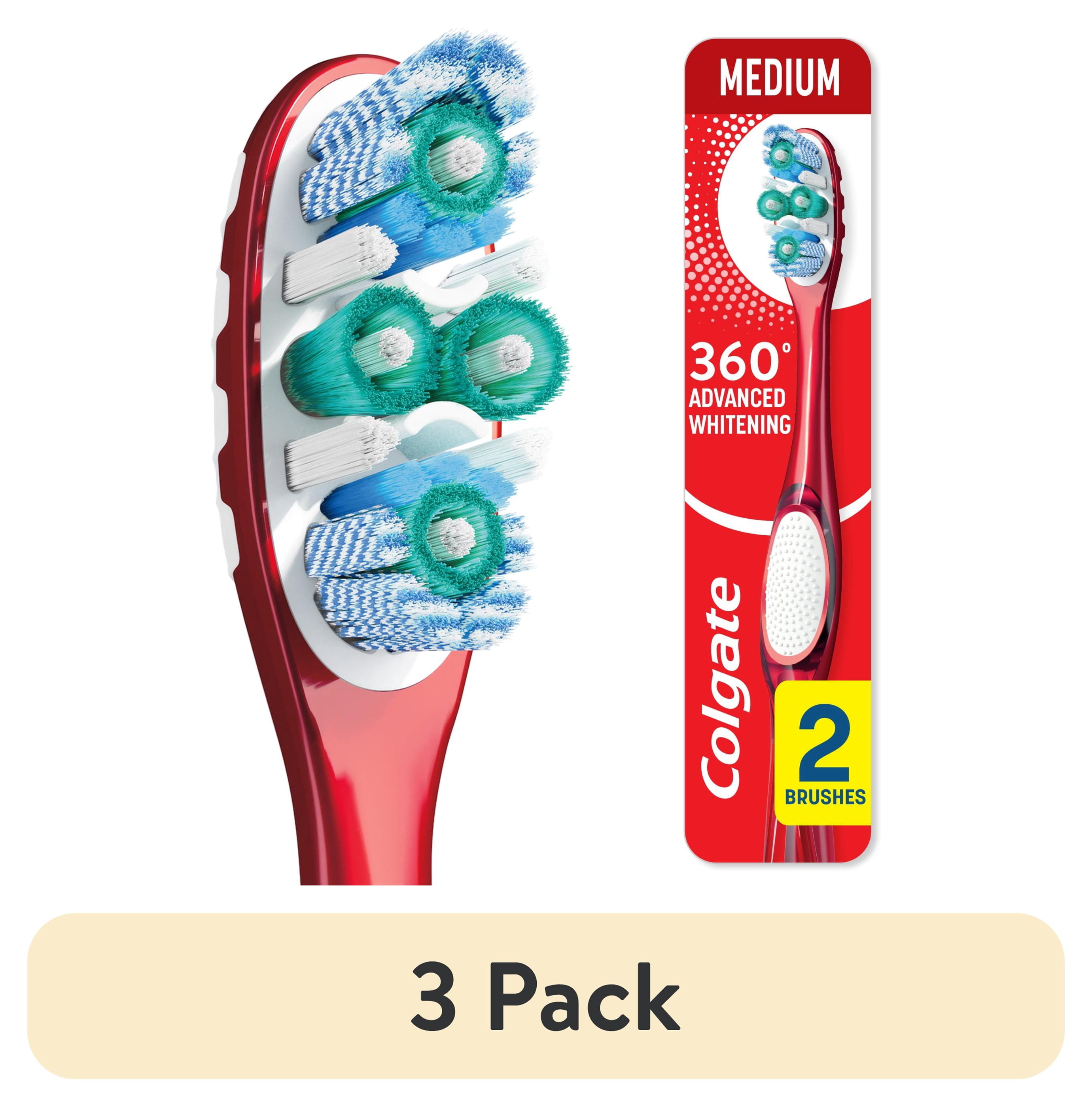 (3 pack) Colgate 360 Advanced Whitening Toothbrush Pack, Medium Adult ...