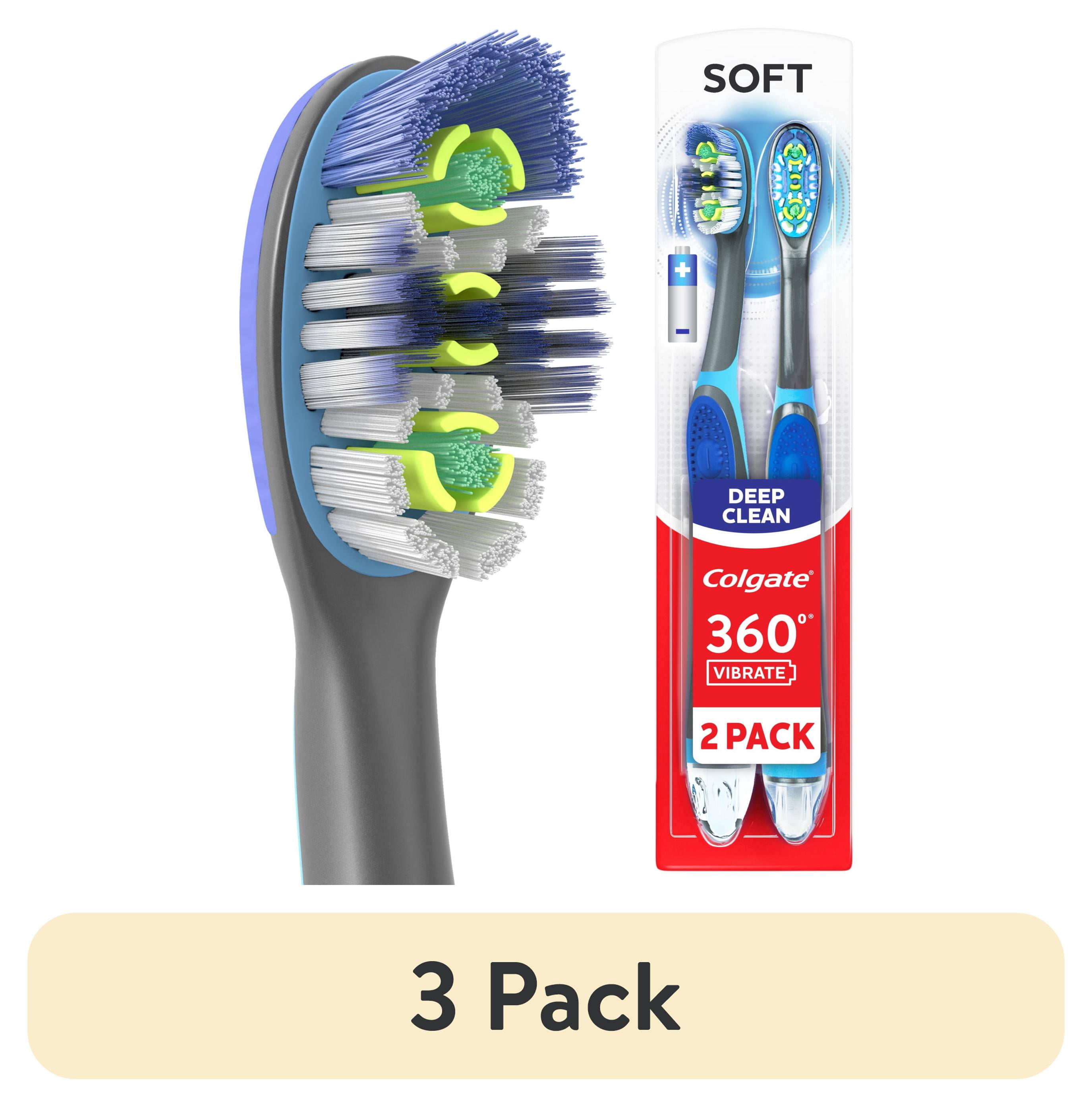 (3 pack) Colgate 360 Vibrate Deep Clean Battery Powered Electric Toothbrush with Soft Bristles, 2 Pack