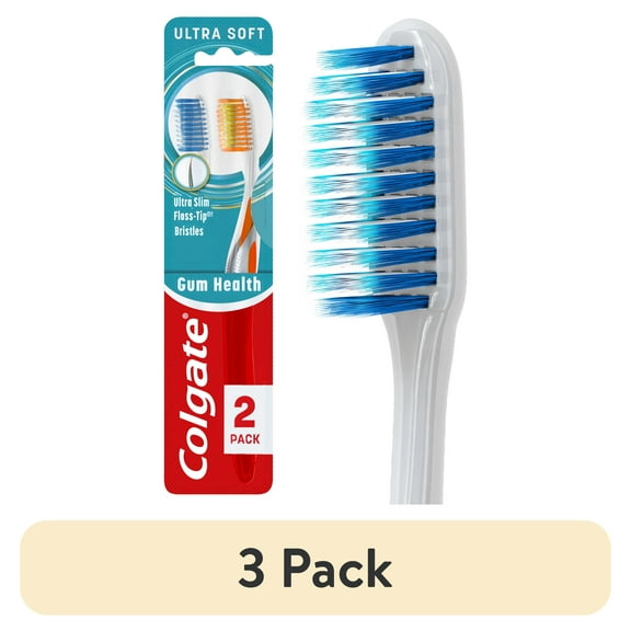 (3 pack) Colgate Gum Health Adult Manual Toothbrush, Ultra Soft, 2 Pack