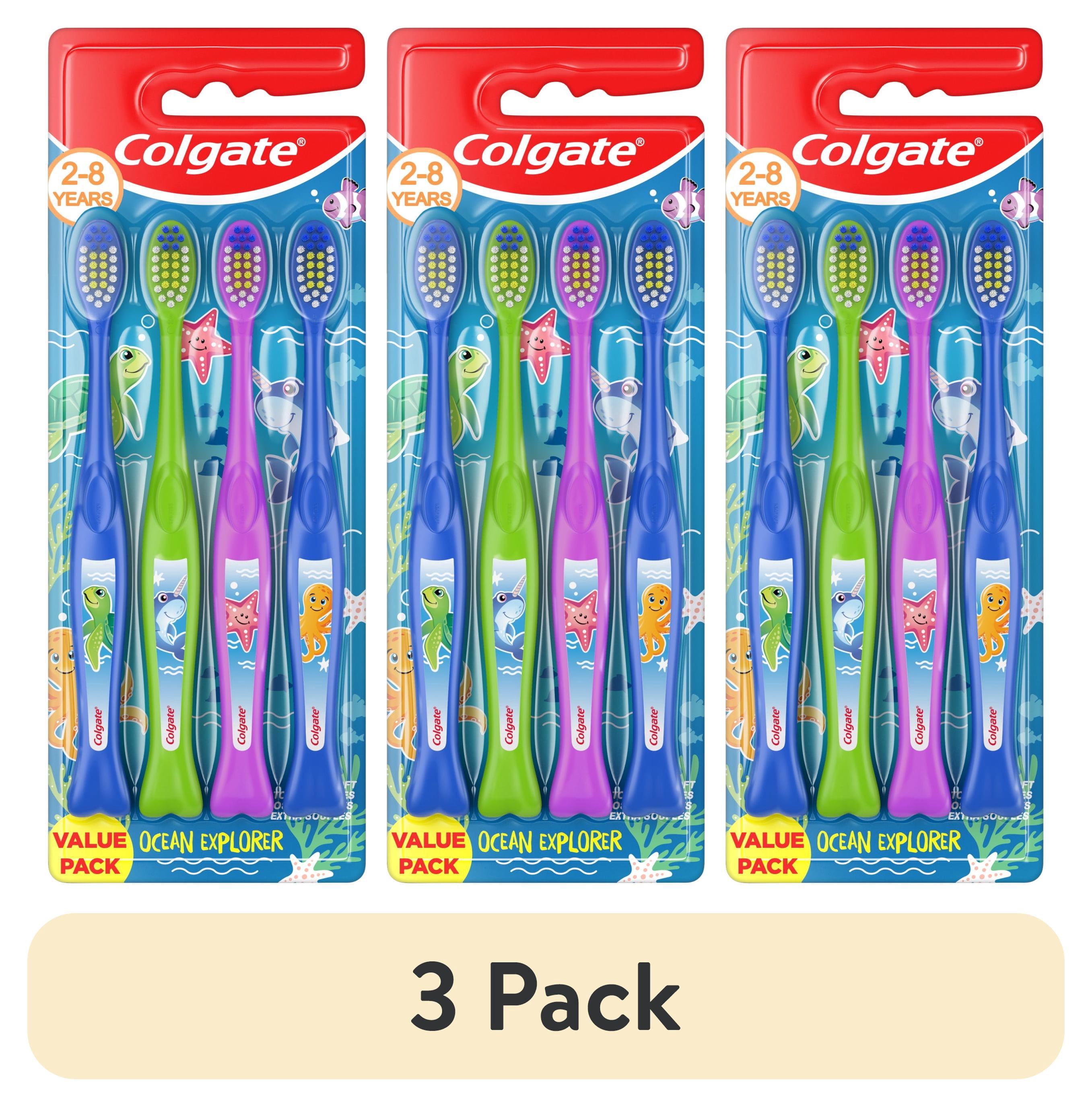 (3 pack) Colgate Ocean Explorer Extra Soft Kids Toothbrush Pack, 4 Count
