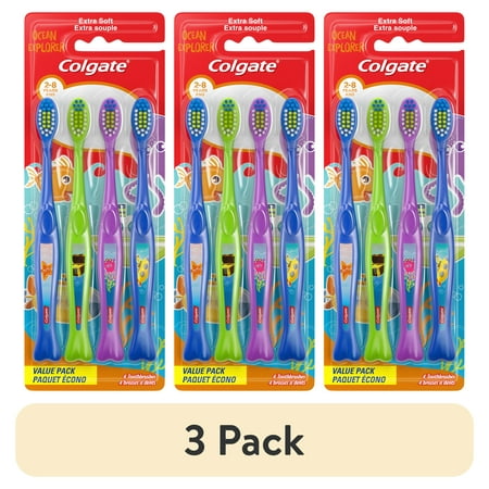 (3 pack) Colgate Kids Toothbrush Value Pack, Ocean Explorer, Extra Soft