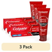 3 pack Colgate Optic White Whitening Toothpaste with Charcoal, Cool Mint, 4.2 oz Tube