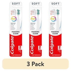 (3 pack) Colgate Total Active Prevention Foaming Clean Soft Toothbrush, 2 Pack