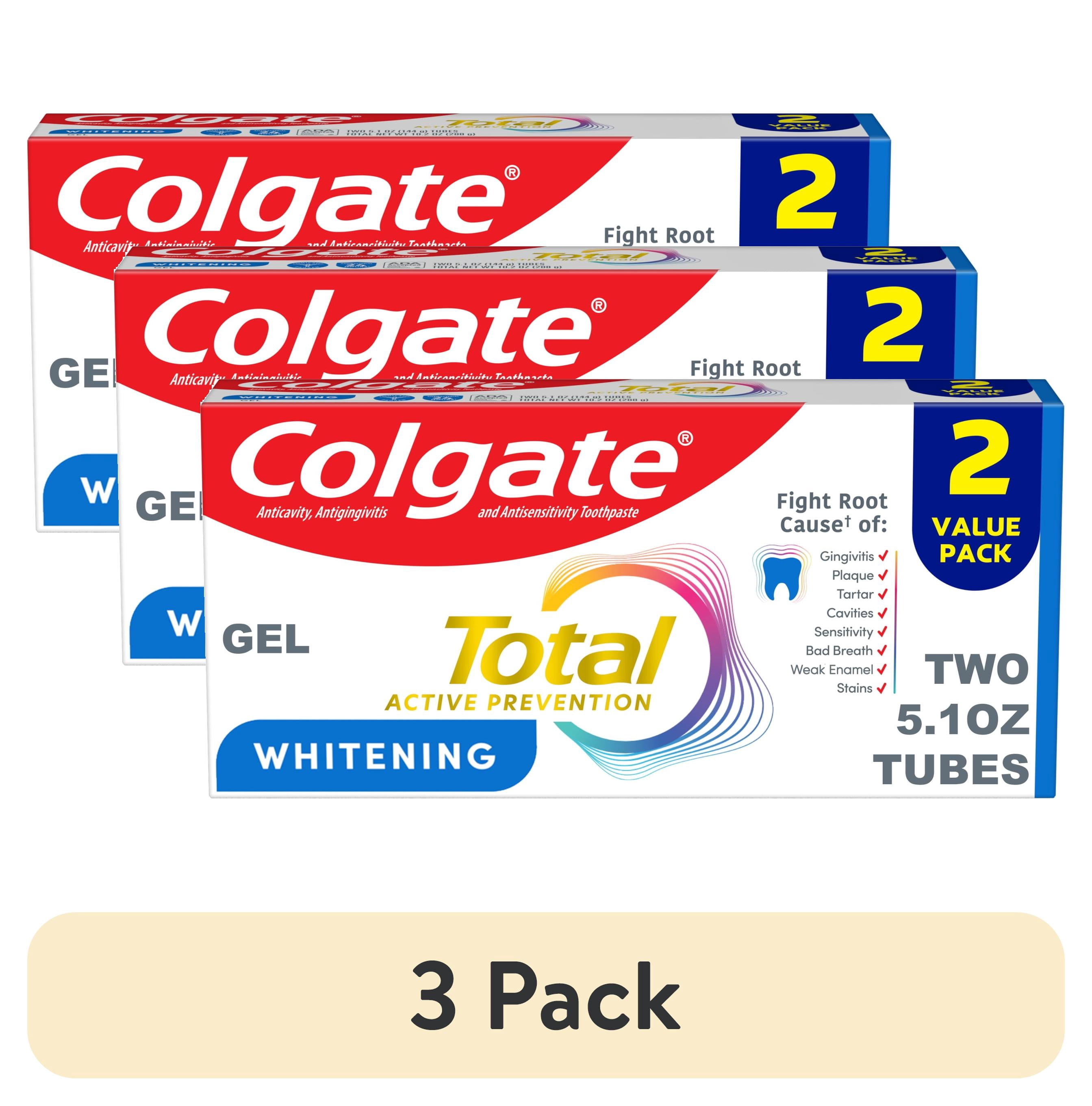 (3 pack) Colgate Total Active Prevention Whitening Gel Toothpaste, Mint ...