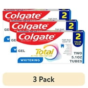 (3 pack) Colgate Total Active Prevention Whitening Gel Toothpaste, Mint, 2 Pack, 5.1 oz