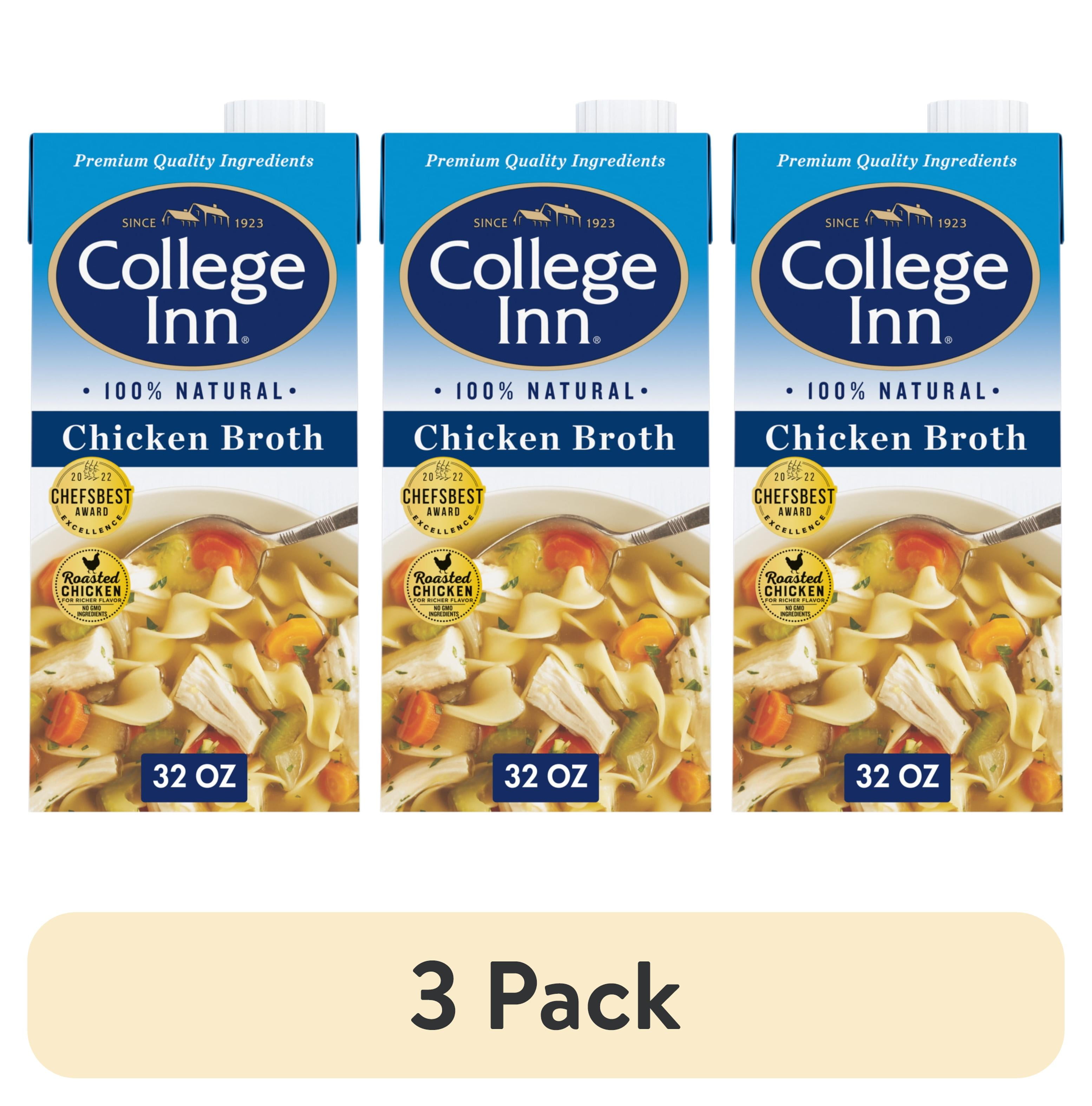 (3 pack) College Inn 100% Natural Chicken Broth, 32 oz Carton - Walmart.com