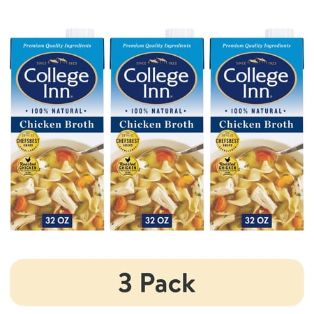 (3 pack) College Inn 100% Natural Chicken Broth, 32 oz Carton