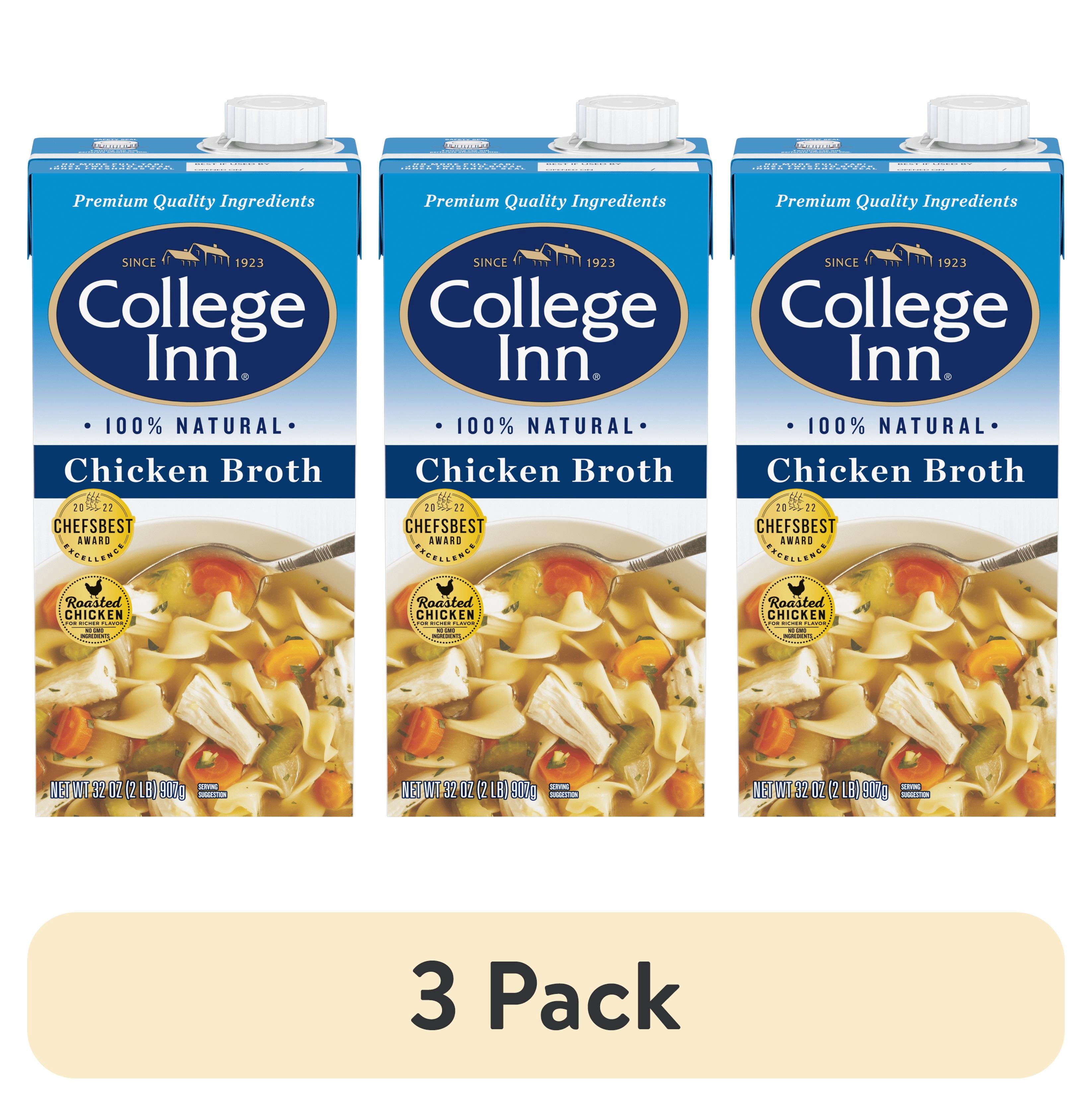 (3 pack) College Inn 100% Natural Chicken Broth, 32 oz Carton