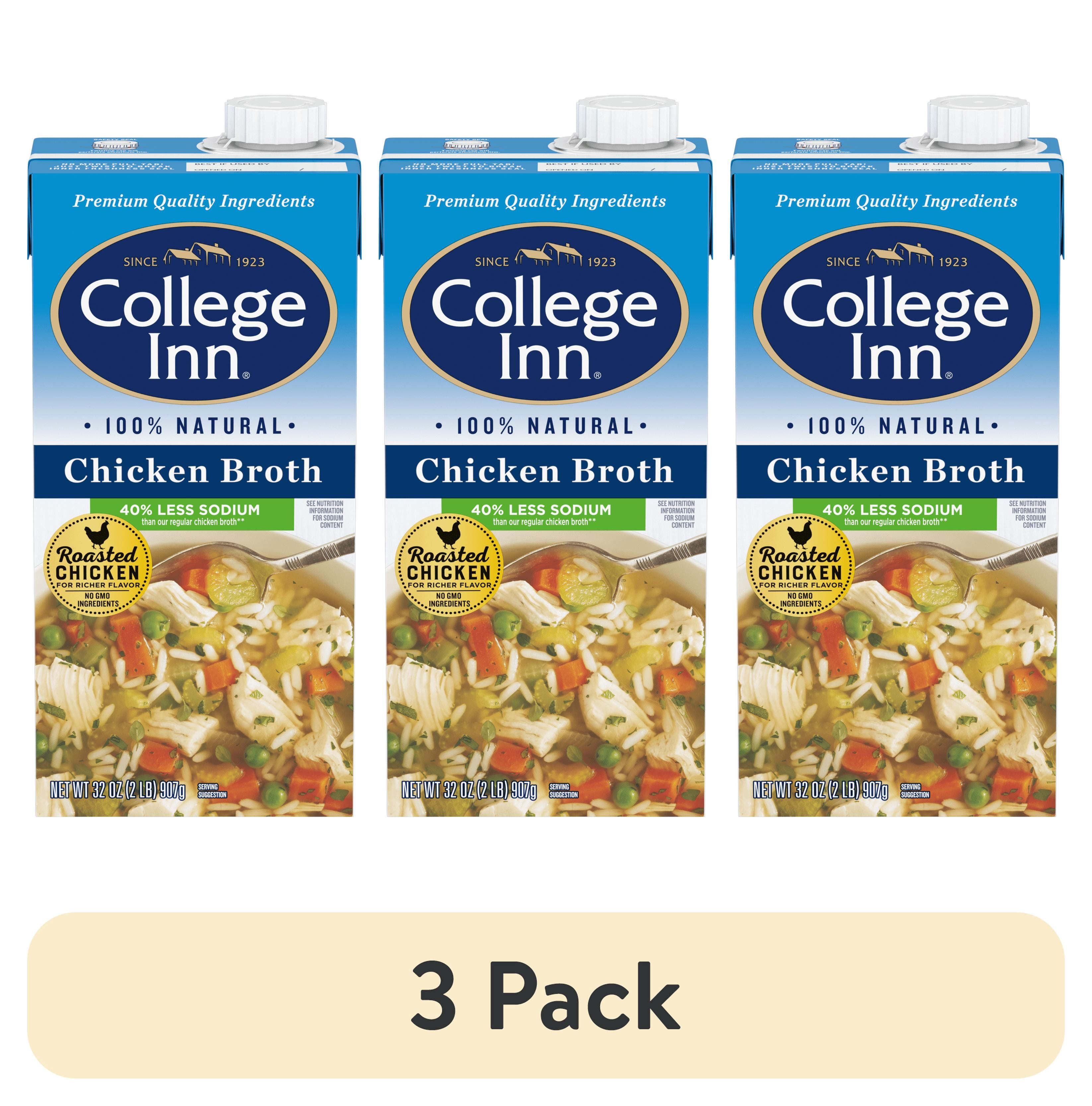(3 pack) College Inn 40% Less Sodium Chicken Broth, 32 oz Carton