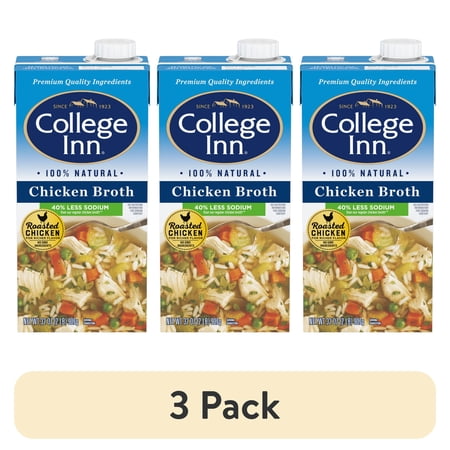 (3 pack) College Inn 40% Less Sodium Chicken Broth, 32 oz Carton