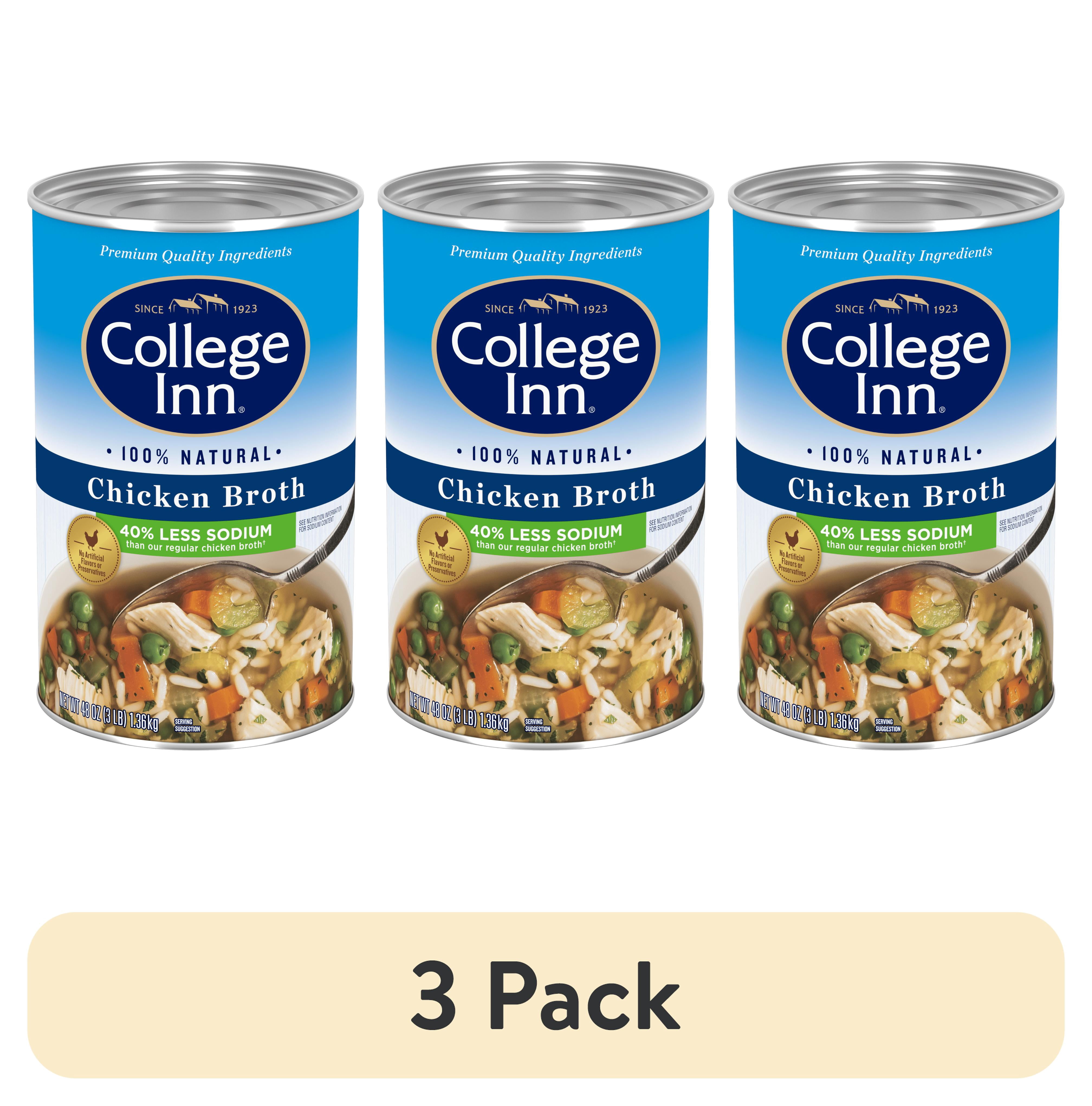 (3 pack) College Inn 40% Less Sodium Chicken Broth, 48 oz Can