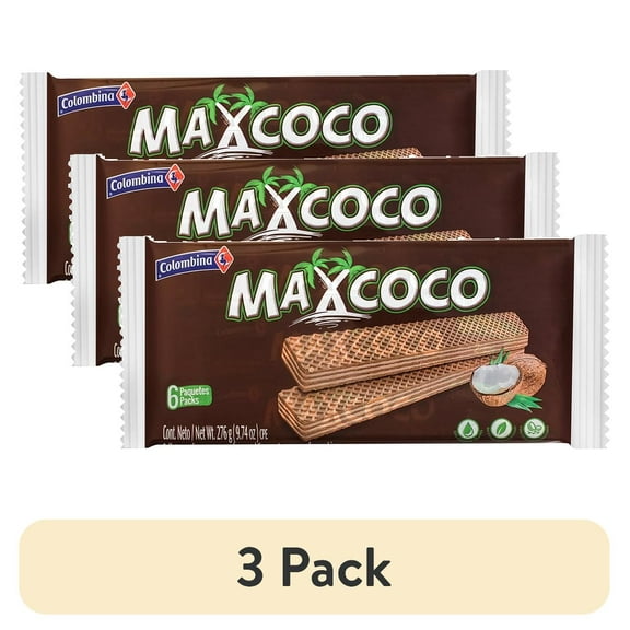 (3 pack) Colombina Bridge Sugar Wafer Max Coco, 3.53 oz