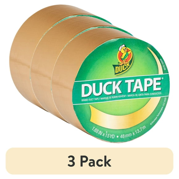 (3 pack) Color Duck Tape Brand Duct Tape, 1.88 in. x 15 yd., Gold
