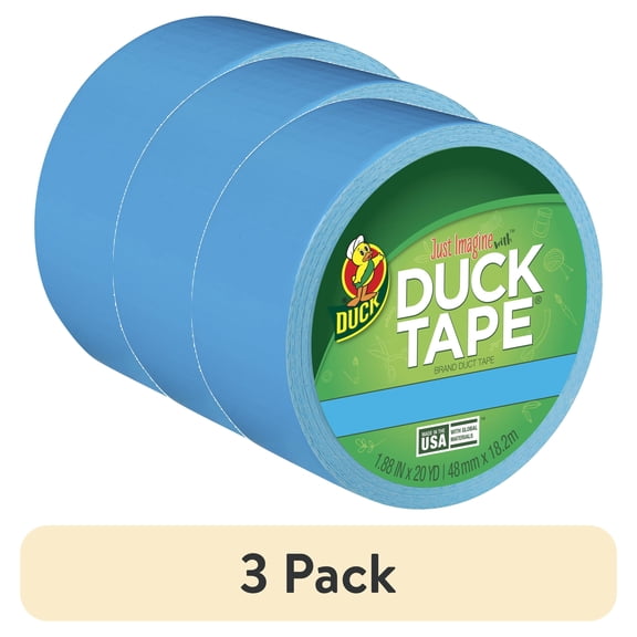 (3 pack) Color Duck Tape Brand Duct Tape, 1.88 in. x 20 yd., Electric Blue