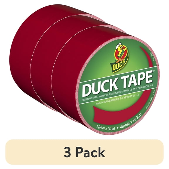 (3 pack) Color Duck Tape Brand Duct Tape, 1.88 in. x 20 yd., Red