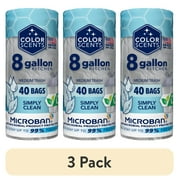 (3 pack) Color Scents 8-Gallon Medium Drawstring Trash Bags, Simply Clean Scent with Microban, 40 Bags