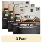 (3 pack) Colorbok Midnight Black Textured Cardstock, 12"x12", 121 lb./180 gsm, 30 Sheets