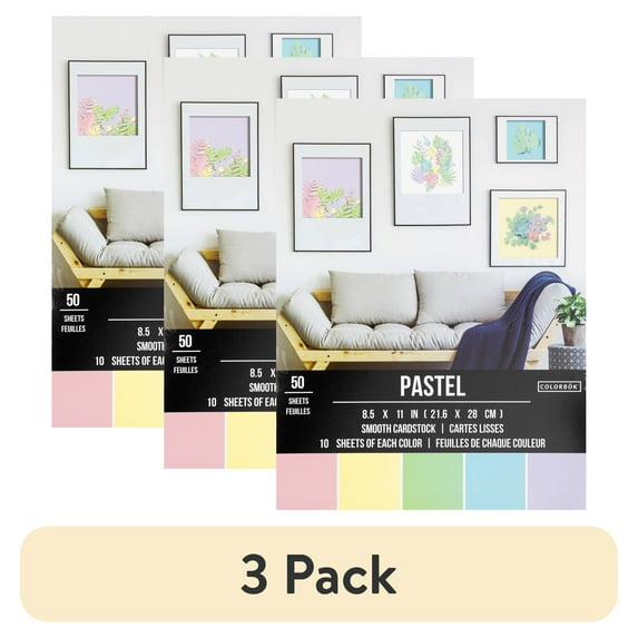 (3 pack) Colorbok Smooth Pastel Cardstock, 8.5 x 11 Inches, 121 lb, 50 Sheets
