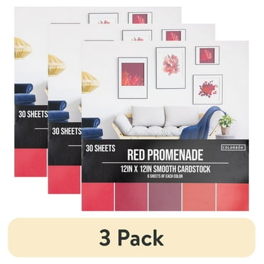 (3 pack) Colorbok Solid Red Promenade Cardstock, 12"x12", 121 lb./180 GSM, 30 Sheets