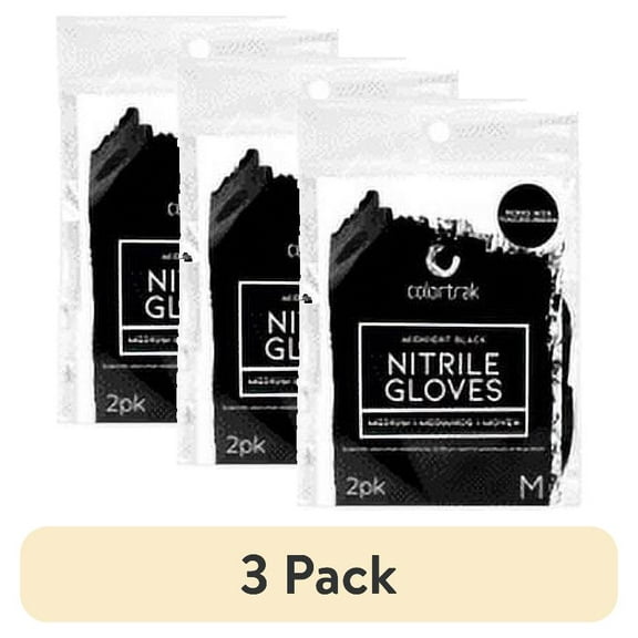 (3 pack) Colortrak Luminous Disposable Nitrile Gloves, Black,, 2 Pack