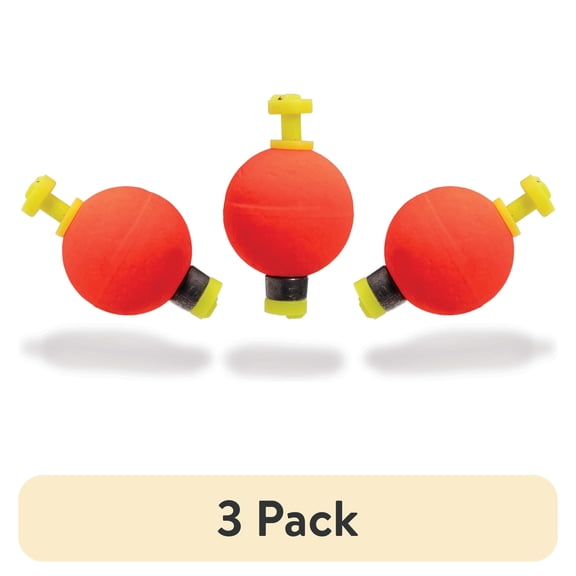(3 pack) Comal Weighted Round Snap-On Fishing Bobbers, Red, 3-Pack