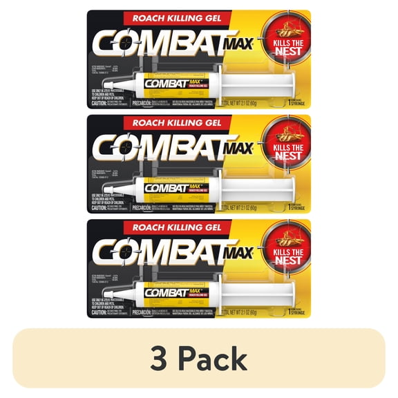 (3 pack) (3 pack) Combat Max Roach Killing Gel for Indoor and Outdoor Use,1 Syringe, 2.1 fl oz