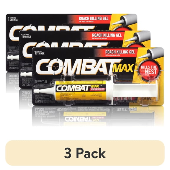 (3 pack) Combat Max Roach Killing Gel for Indoor and Outdoor Use, 1 Syringe, 2.1 Ounces