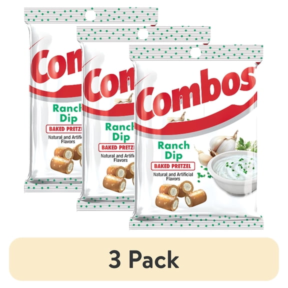 (3 pack) Combos Ranch Dip Baked Pretzel Snacks - 6.3 oz Bag