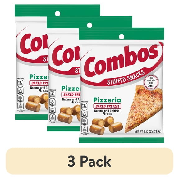 (3 pack) Combos Stuffed Snacks Pizzeria Baked Pretzel Snacks - 6.3 oz Bag