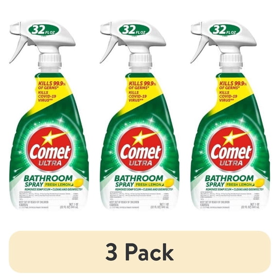 (3 pack) Comet Bathroom Cleaner Spray, Lemon, 32 oz
