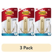 3 pack 3 pack Command Bath Large Satin Brass Double Hook, Holds 4 lb, Bathroom Organization, 1 Hook