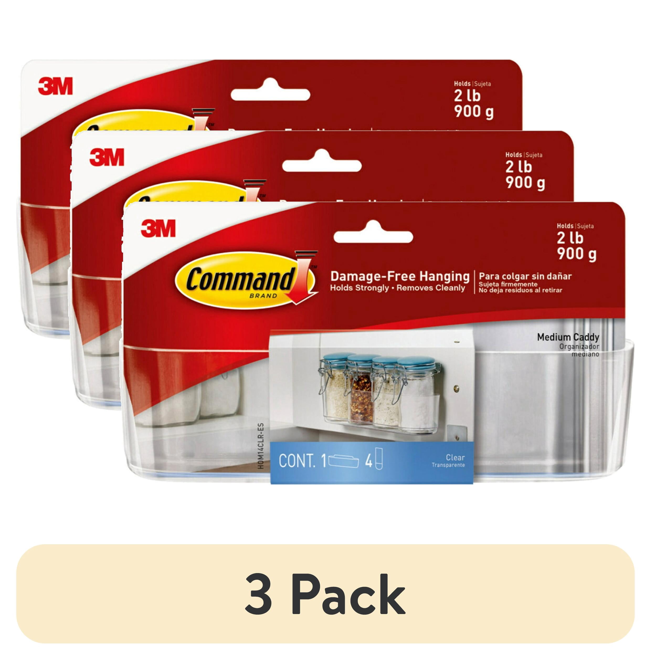 (3 pack) Command Caddy for Bathroom and Kitchen Organization, Clear, Medium, 1 Caddy
