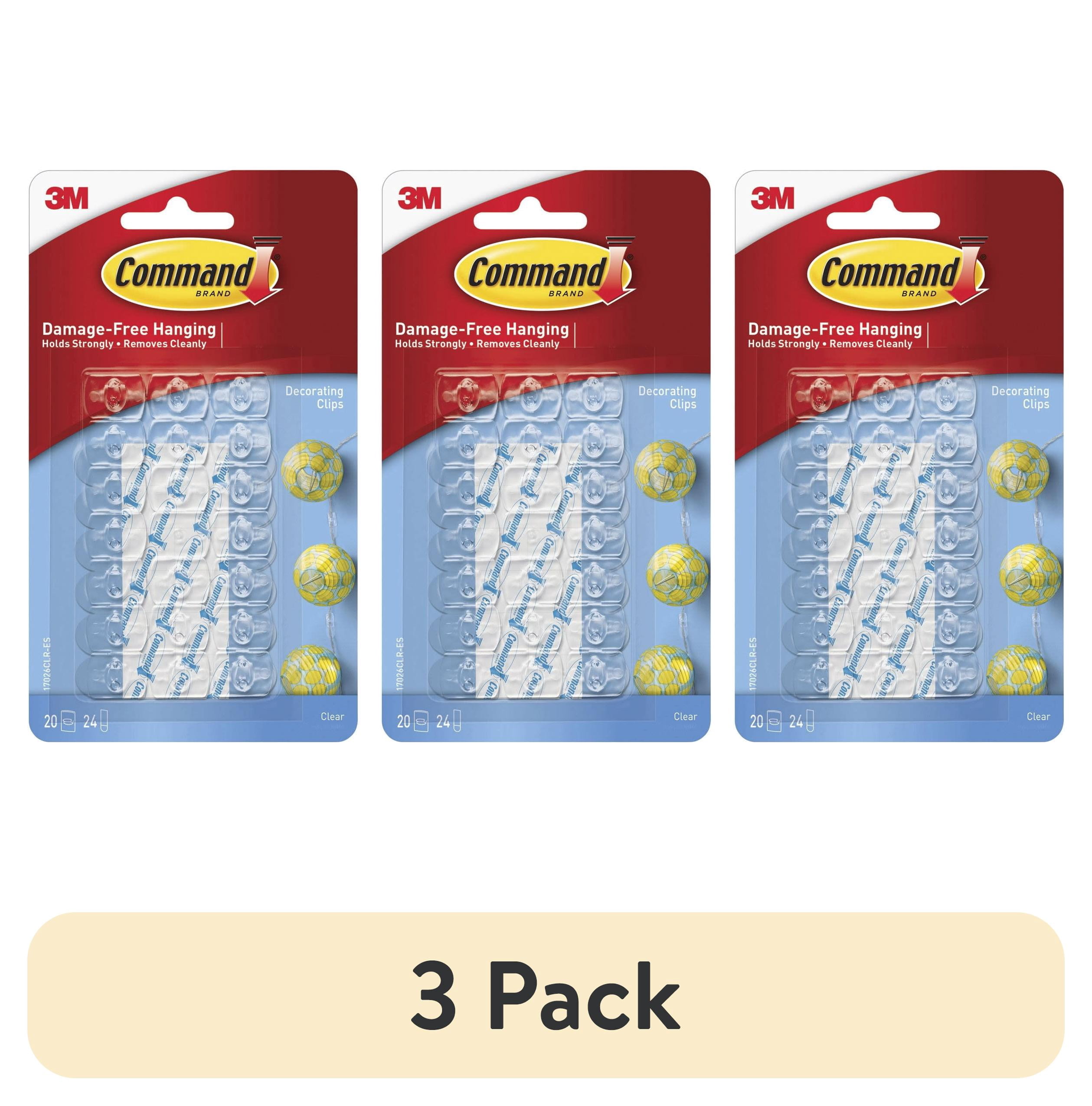 (3 pack) Command Decorating Clips, Clear, 20 Wall Hooks