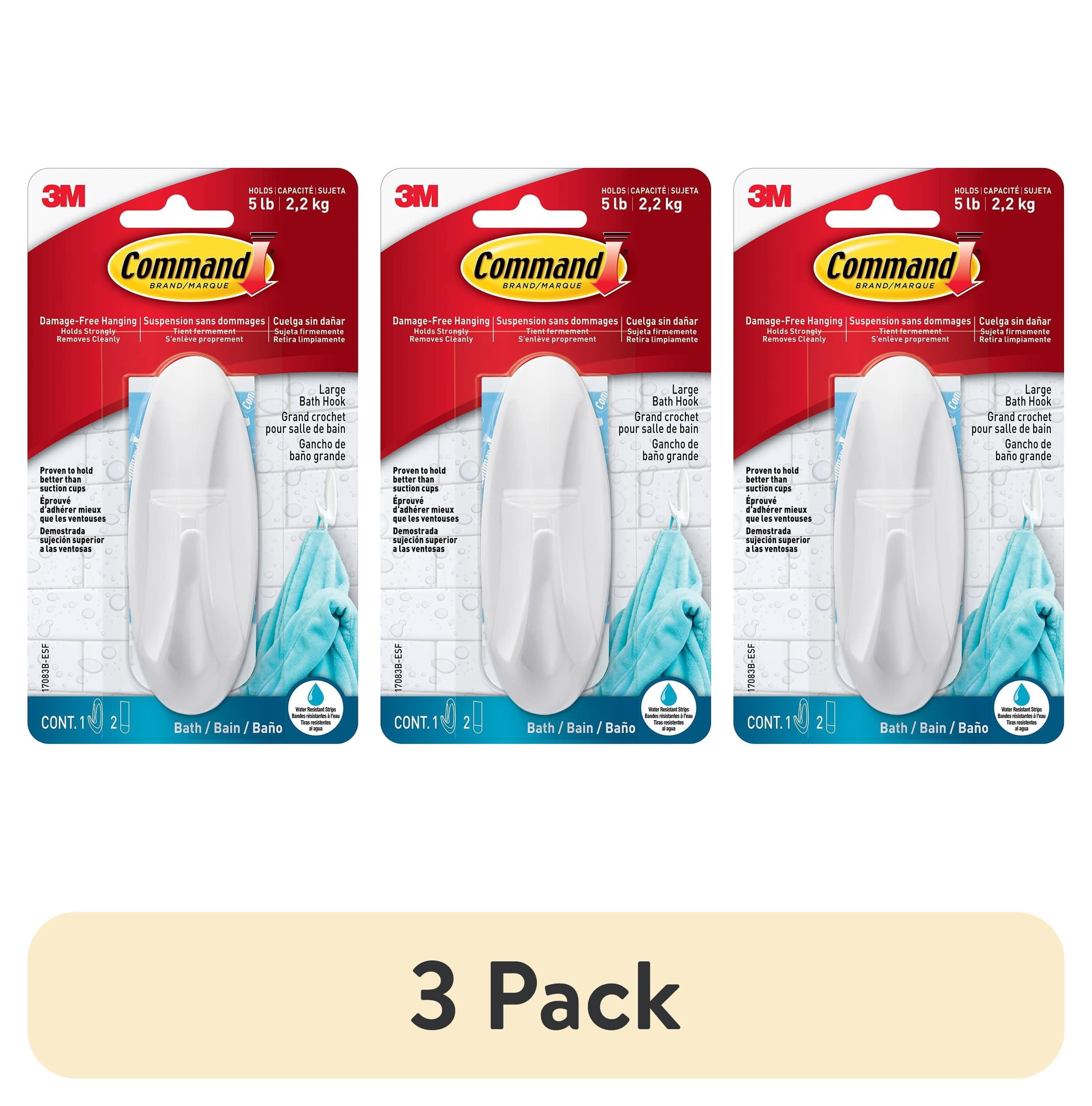 (3 pack) Command Designer Water Resistant Hooks, White, Large, 1 Wall Hook