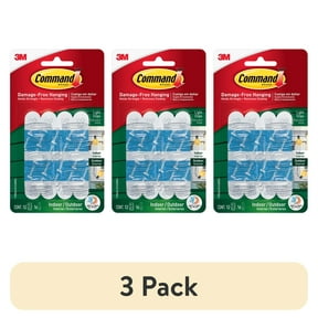 (3 pack) Command Indoor Outdoor Light Clips, Clear, Hang Lights, 12 Hooks, 16 Strips