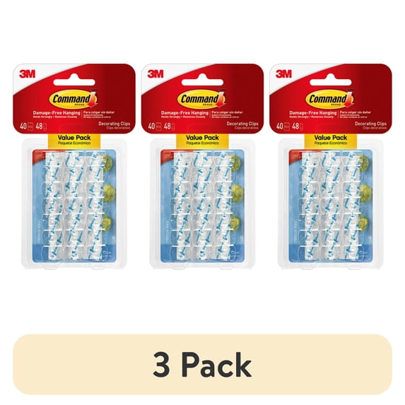Comanda Light (3 pack) Command Light Clips Value Pack, Clear, Hang Lights, 40 Clips ...