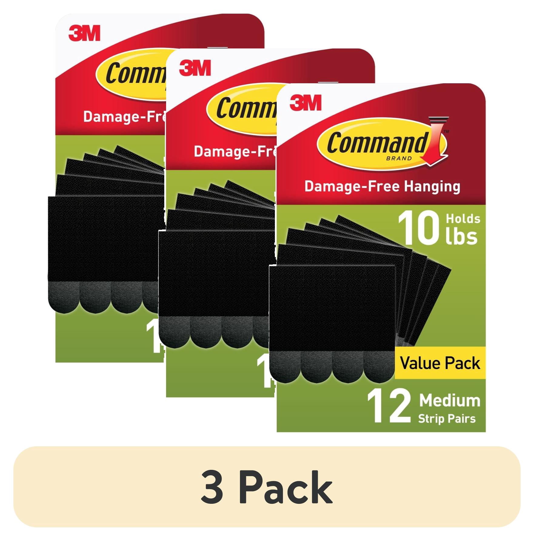 (3 pack) Command Medium Picture Hangers, Holds 10 lbs, Black, Damage-Free Hanging, 12 Pairs Adhesive Strips