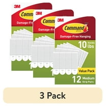 (3 pack) Command Medium Picture Hangers, Holds 10 lbs, White, Damage-Free Hanging, 12 Pairs Adhesive Strips