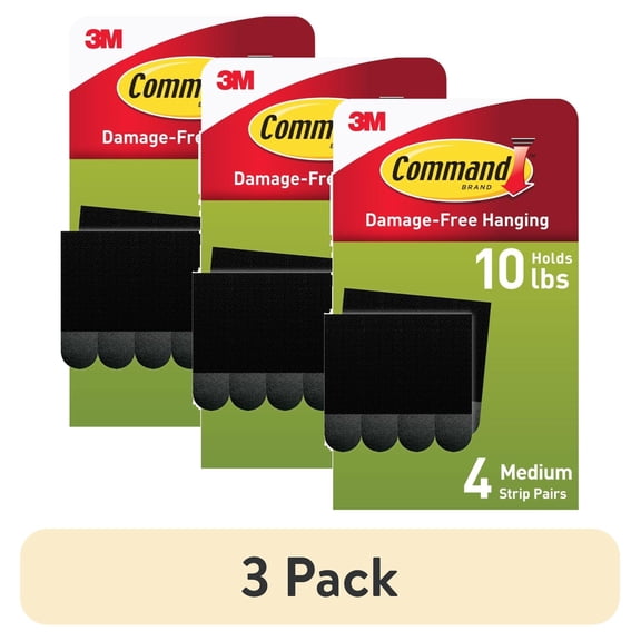 (3 pack) Command Medium Picture Hangers, Holds 10 lbs, Black, Damage-Free Hanging, 4 Pairs Adhesive Strips
