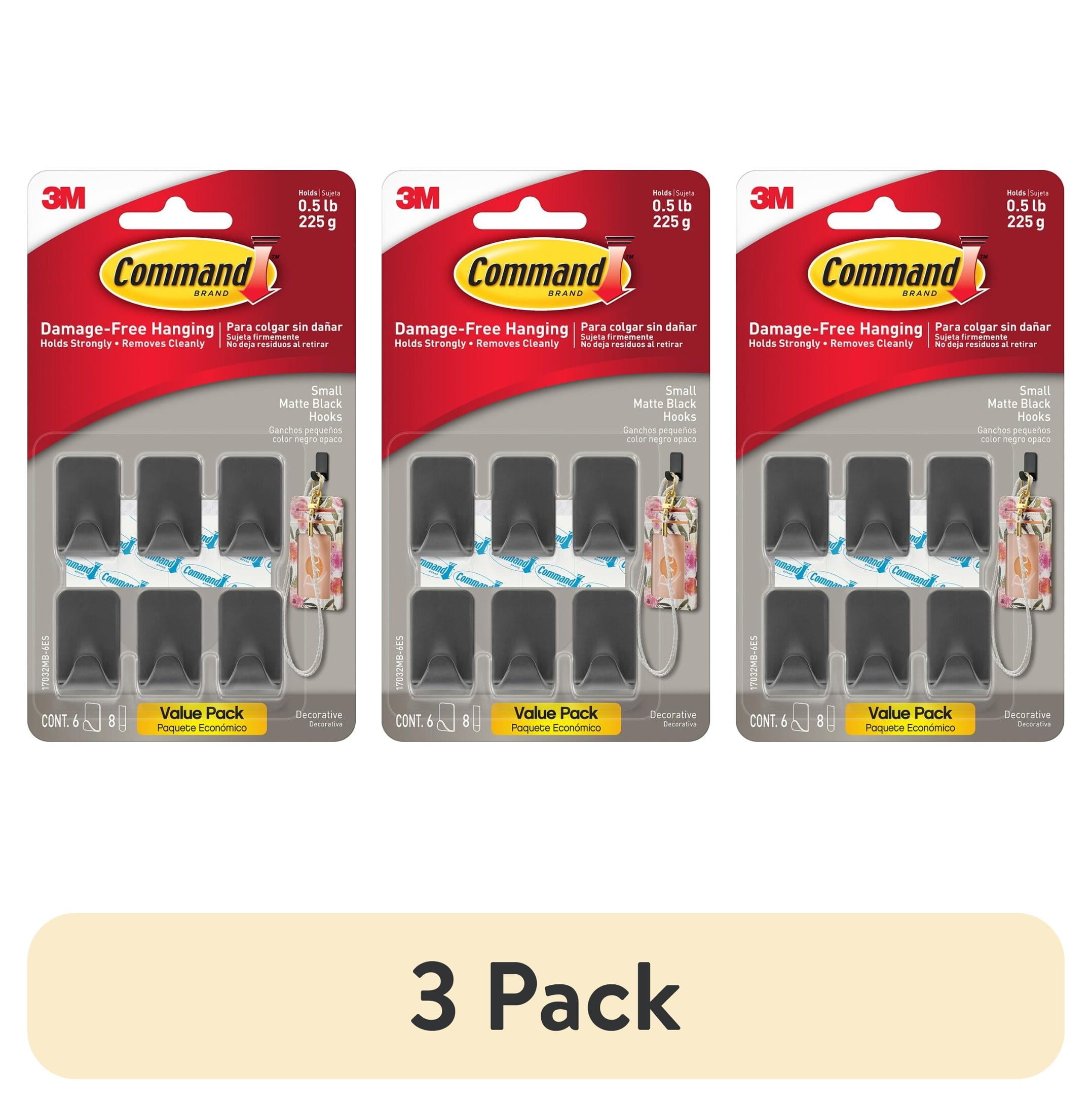 (3 pack) Command Small Matte Black Hooks, 6 Wall Hooks