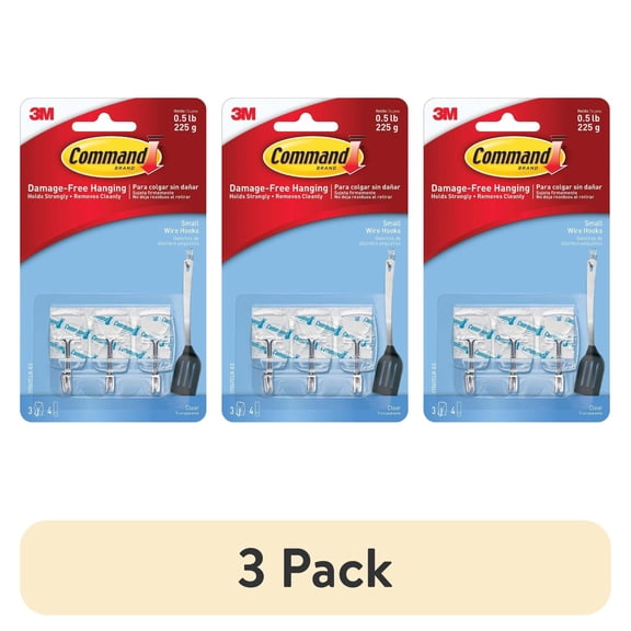 Command Clear Small Wire Hooks, 15 Hooks, 20 Strips/Pack