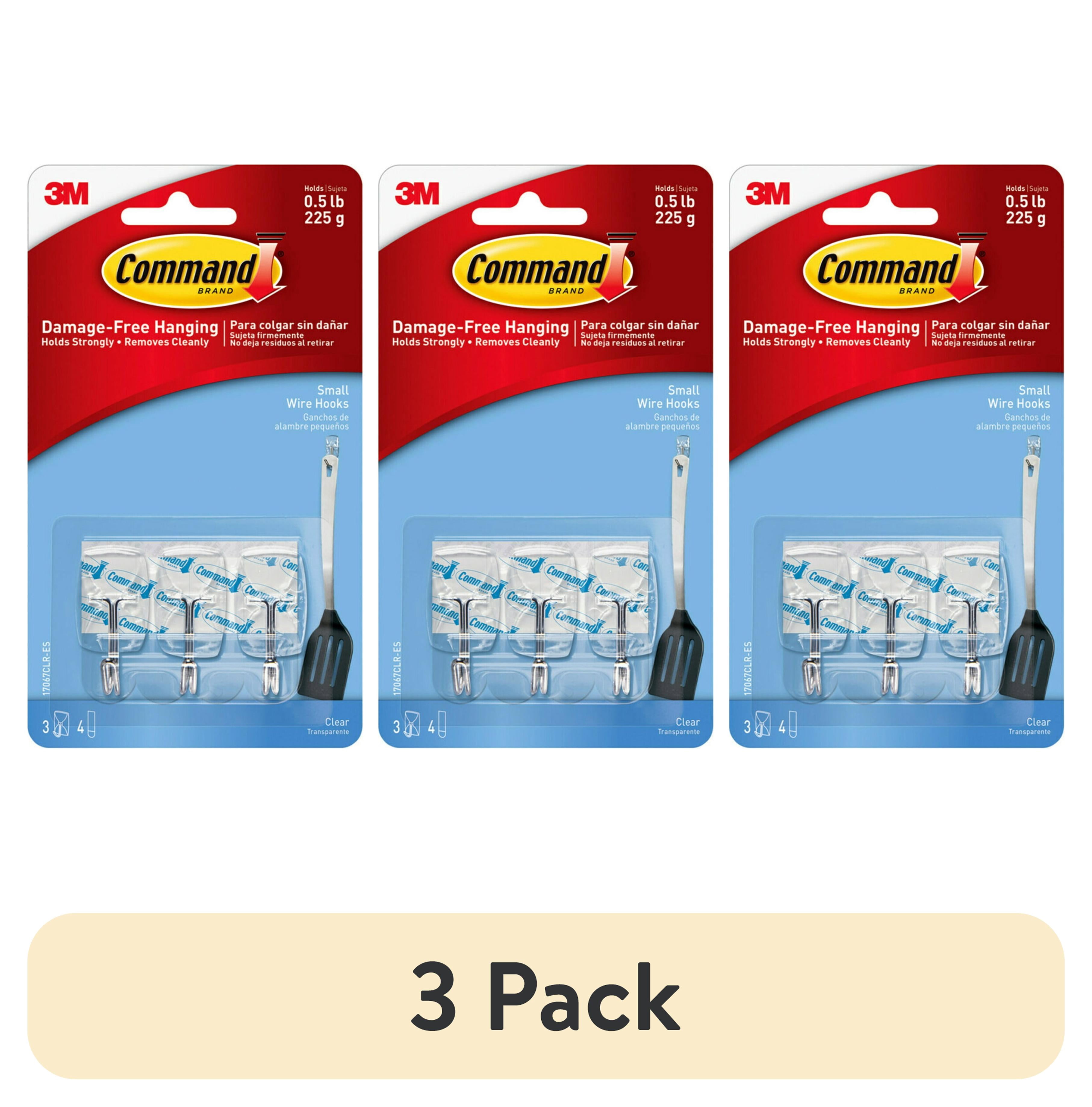 (3 pack) Command Small Wire Toggle Hooks, Damage Free Hanging, Three Hooks