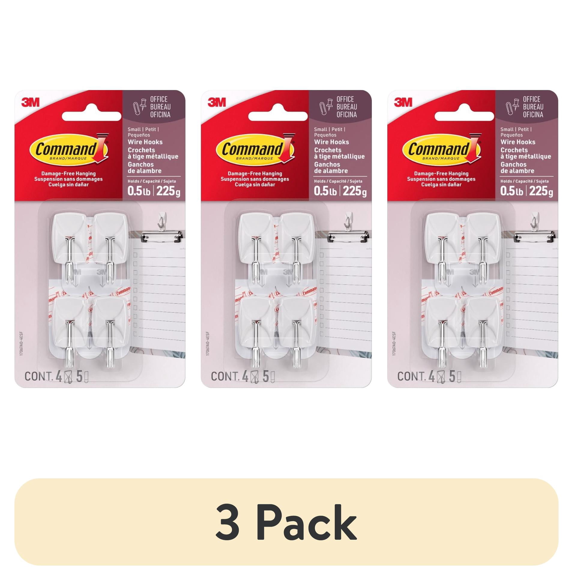 (3 pack) Command Small Wire Toggle Hooks, White, Damage Free Organizing, 4 Hooks and 5 Strips